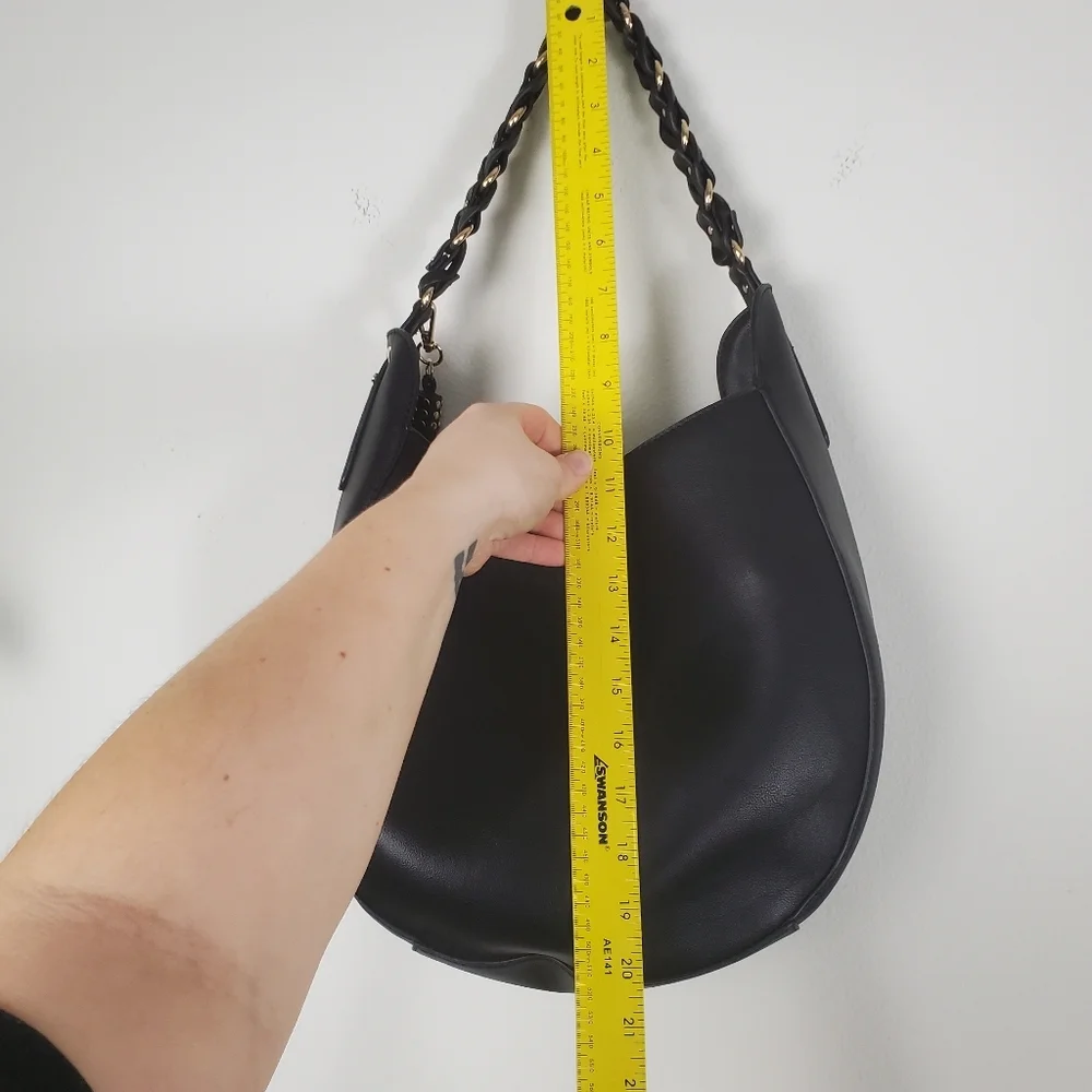 INC International Concepts Black Faux Leather Hobo Bag